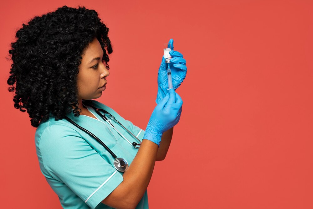 Close up on nurse preparing vaccine